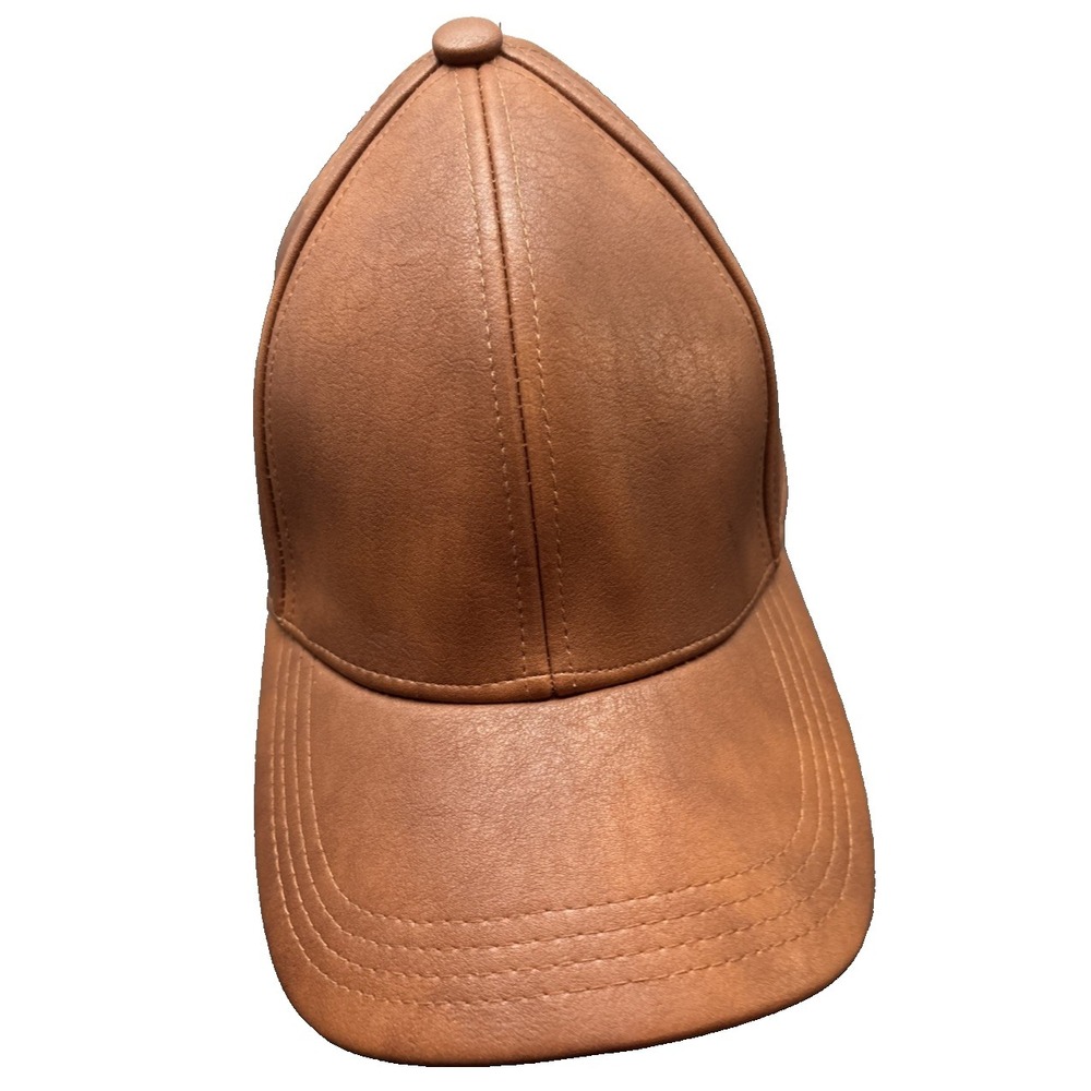 Brown Leather Baseball Cap Hat, Mens, Womans, Adjustable Faux Leather Vegan